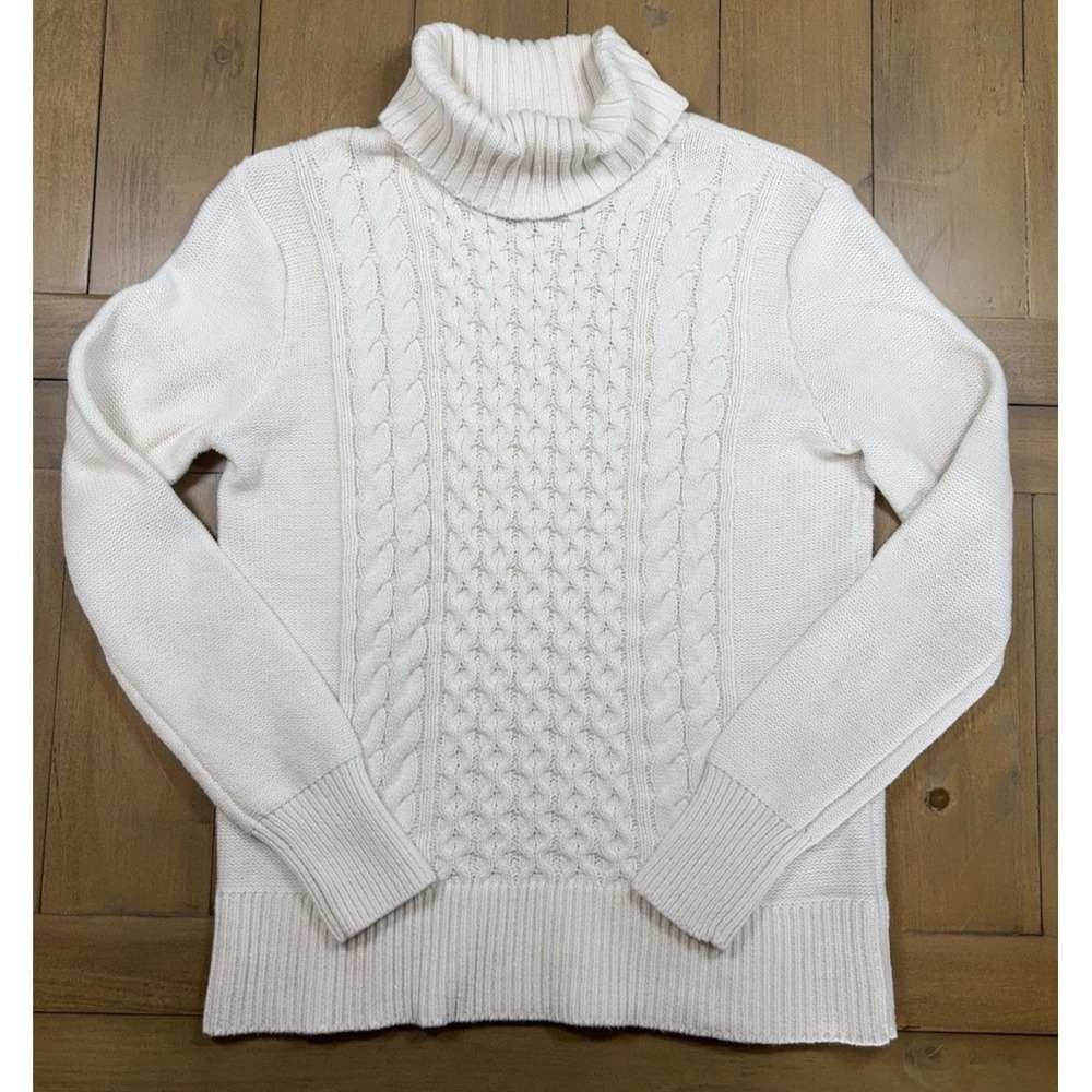 GAP Chunky Cable Knit Turtleneck Sweater Women M Old Money‎ Ivy League Preppy